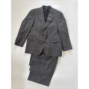 Vintage CHAPS Ralph Lauren SUIT Jacket 42R PLEATED Pants 34x30 VIRGIN WOOL Gray